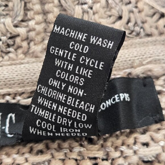 INC Tan Beige Open Front Sheen Thread Long Sleeve Knit Cardigan Plus Sz 3X - Picture 12 of 12